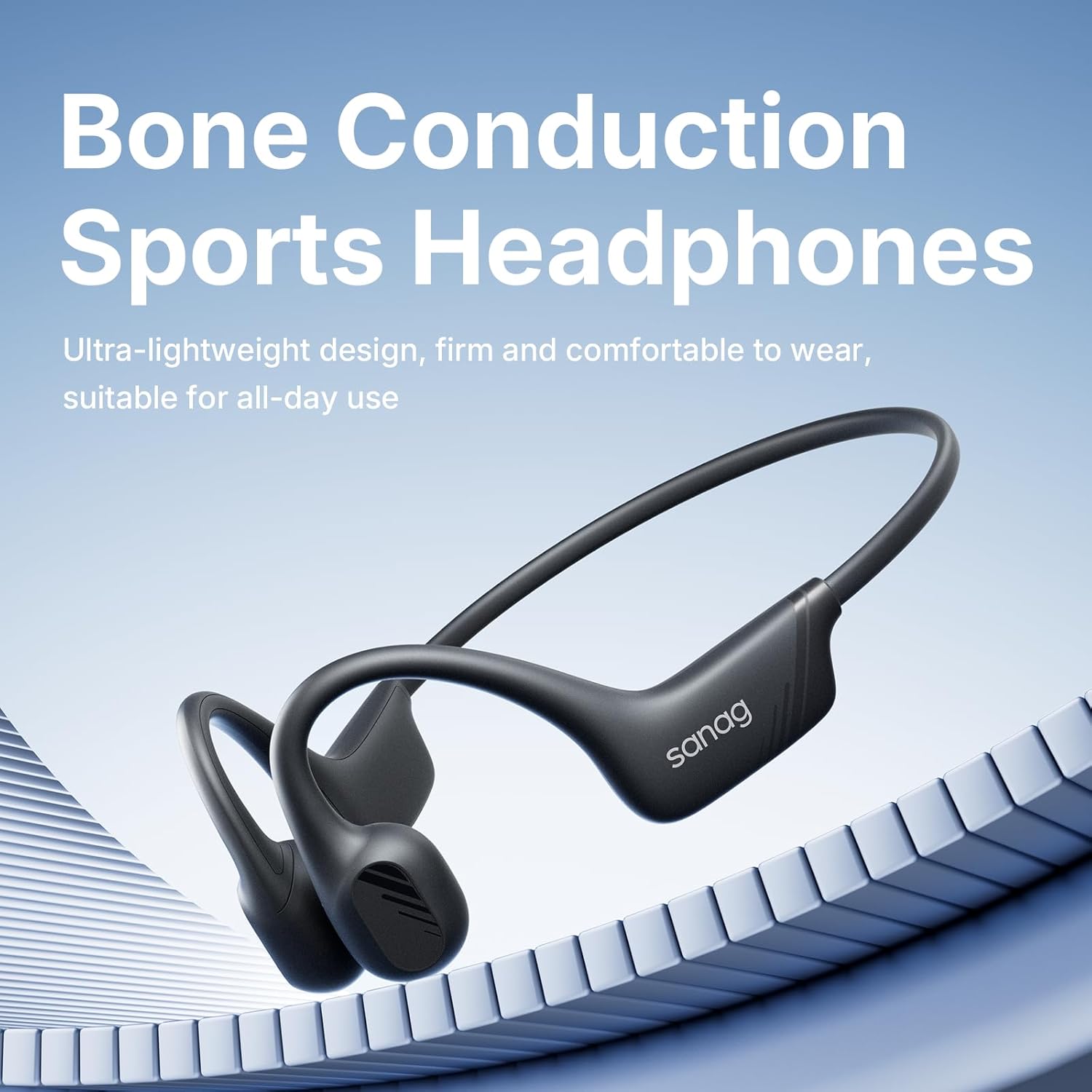 Sanag B21S True Bone Conduction Headphones, IPX5 Waterproof Bluetooth 5.4 Earphones, Wireless Open Ear Headset with Mic, 5.4 HiFi Bass, 10H Playtime for Running, Cycling, Sports, Workout (Black) - Image 3