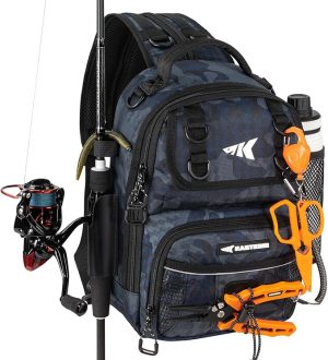 KastKing BaitSpace Fishing Sling Bag, Fishing Backpack with Rod & Beverage Holder, Tackle Bag for Fishing Gear